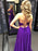 Unique Open Back Purple Chiffon Long Prom Dresses with High Slit, Long Purple Formal Graduation Evening Dresses 