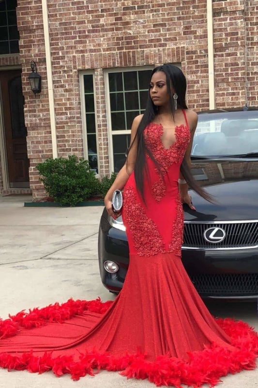Unique Halter Sleeveless Cheap Long Red Prom Dresses - Bridelily