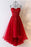 Unique Sweetheart Red High Low Lace Up Back Tulle Cheap Prom Dress With Appliques - Prom Dresses