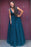 V Neck and V Back Blue Lace Beaded Long Prom Dresses, Long Blue Lace Formal Evening Dresses