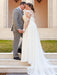 V Neck Appliques Lace Long Sleeve A Line Wedding Dresses - wedding dresses