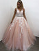 V Neck Backless Long Pink Lace Prom Dresses, Pink Lace Formal Dresses, Pink Evening Dresses