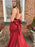 V Neck Backless Mermaid Burgundy Satin Long Prom Dresses, Mermaid Burgundy Formal Dresses, Burgundy Evening Dresses 