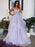 V Neck Backless Purple Tulle Long Prom Dresses with Belt, Backless Purple Formal Graduation Evening Dresses EP2300