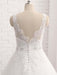 V-Neck Beaded Backless Lace A-Line Wedding Dresses - wedding dresses