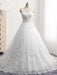 V-Neck Beaded Backless Lace A-Line Wedding Dresses - White / Floor Length - wedding dresses