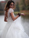 V-Neck Cap Sleeves Tulle Backless Boho Wedding Dresses - wedding dresses