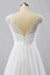 V-neck Lace Chiffon Flowy A-line Wedding Dress - Wedding Dresses