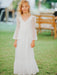 White Flower Girl Dresses V-Neck Lace Long Sleeves Floor-Length A-Line Lace Kids Social Party Dresses