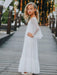 White Flower Girl Dresses V-Neck Lace Long Sleeves Floor-Length A-Line Lace Kids Social Party Dresses