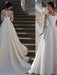 V-Neck Long Sleeve Lace Appliques A-Line Wedding Dresses - wedding dresses