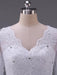 V-Neck Long Sleeve Lace Appliques A-Line Wedding Dresses - wedding dresses