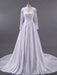 V-Neck Long Sleeve Lace Appliques A-Line Wedding Dresses - wedding dresses