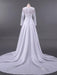 V-Neck Long Sleeve Lace Appliques A-Line Wedding Dresses - wedding dresses