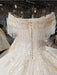 V-Neck Off-the-Shoulder Ball Gown Wedding Dresses Beaded Appliques - wedding dresses
