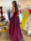 V Neck Open Back Purple Long Prom Dresses, V Neck Purple Formal Dresses, Purple Evening Dresses 