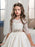 Flower Girl Dresses V-Neck Satin Fabric Half Sleeves Floor Length Princess Silhouette Bows Kids Party Dresses