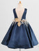 Flower Girl Dresses V-Neck Satin Fabric Sleeveless Knee-Length Princess Silhouette Buttons Formal Kids Pageant Dresses
