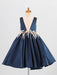 Flower Girl Dresses V-Neck Satin Fabric Sleeveless Knee-Length Princess Silhouette Buttons Formal Kids Pageant Dresses