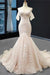 V-Neck Short Sleeve Appliques Mermaid Wedding Dress - Wedding Dresses