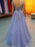 V-Neck Sleeveless Floor-Length A-line With Applique Tulle Dresses - Prom Dresses