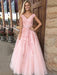 V-Neck Sleeveless Floor-Length A-line With Applique Tulle Dresses - Prom Dresses