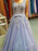 V-Neck Sleeveless Floor-Length A-line With Applique Tulle Dresses - Prom Dresses