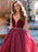 V-Neck Sleeveless Floor-Length A-line With Beading Organza Dresses - Prom Dresses