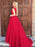 V-Neck Sleeveless Sweep/Brush A-line Train With Applique Tulle Dresses - Prom Dresses