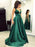 V-Neck Sweep/Brush Train A-line Satin Sleeveless With Ruffles Dresses - Prom Dresses