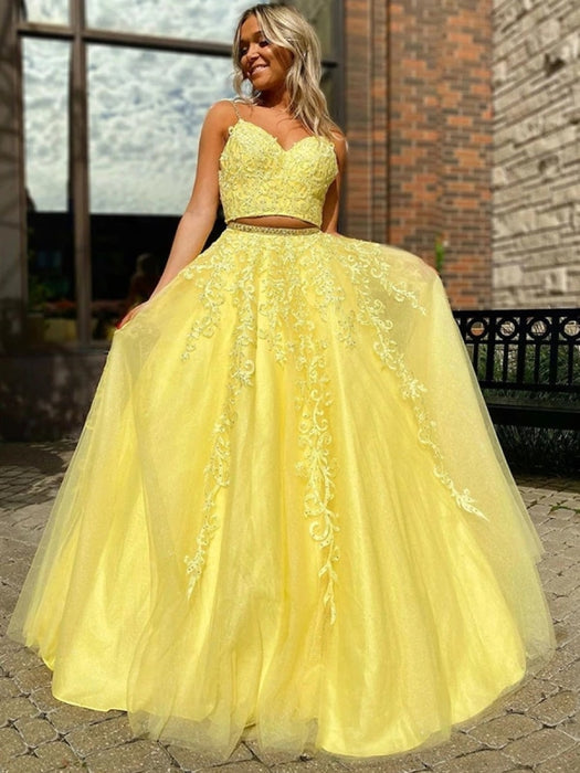 Gold 2 piece prom dress best sale