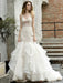 Wedding Bridal Gowns Mermaid Sleeveless V Neck Lace Bridal Gowns With Train