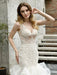 Wedding Bridal Gowns Mermaid Sleeveless V Neck Lace Bridal Gowns With Train