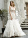 Wedding Bridal Gowns Mermaid Sleeveless V Neck Lace Bridal Gowns With Train