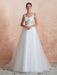 Wedding Dress 2021 A Line Sleeveless Lace Floor Length Tulle Bridal Gowns With Train