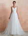 Wedding Dress 2021 A Line V Neck Sleeveless Floor Length Bridal Gowns With Train