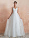 Wedding Dress 2021 A Line V Neck Sleeveless Floor Length Bridal Gowns With Train
