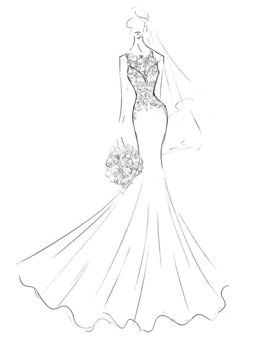 simple wedding dress drawing