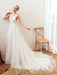 Wedding Dress 2021 V Neck A Line Floor Length Lace Appliqued Tulle Bridal Gowns