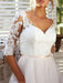 Wedding Dress A Line V Neck Half Sleeves Lace Tulle Bridal Dresses With Train