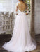 Wedding Dress A Line V Neck Half Sleeves Lace Tulle Bridal Dresses With Train