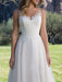 Wedding Dress A Line V Neck Sleeveless Lace Beach Party Bridal Gowns With Train