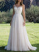 Wedding Dress A Line V Neck Sleeveless Lace Beach Party Bridal Gowns With Train