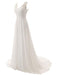 Wedding Dress A Line V Neck Sleeveless Lace Flora Beaded Bridal Dresses With Train