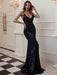 Wedding Dress Black Sweep Sleeveless Sequins Sweetheart Neck Bridal Dresses With Train Evening Gowns