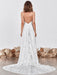 Wedding Dress Ivory V-Neck Backless SleevelessLace Bridal Gowns With Train