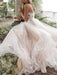 Wedding Dress Jewel Neck A Line Sleeveless Flowers FloorLength Backless Bridal Gowns