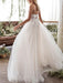 Wedding Dress Jewel Neck A Line Sleeveless Flowers FloorLength Backless Bridal Gowns