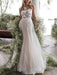 Wedding Dress Jewel Neck A Line Sleeveless Flowers FloorLength Backless Bridal Gowns