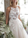 Wedding Dress Jewel Neck A Line Sleeveless Flowers FloorLength Backless Bridal Gowns